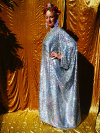 Silver Metallic Holographic/  Sequin Kaftan Gown / Dress