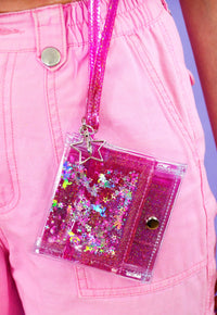 Liquid Glitter Mini Wristlet Wallet - Pink Unicorn
