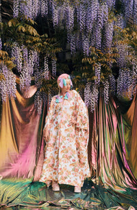 Pink Rose Garden V-Neck Kaftan Gown