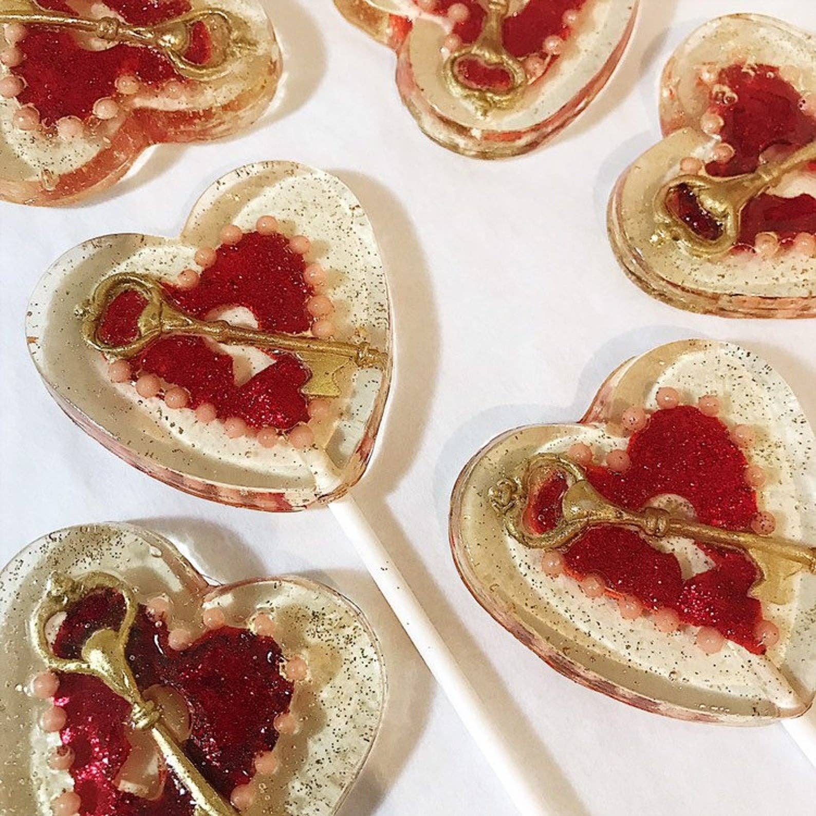 Fondant Red Key To My Heart Lollipops