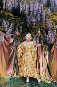 Amber Floral Print V-Neck Kaftan Gown