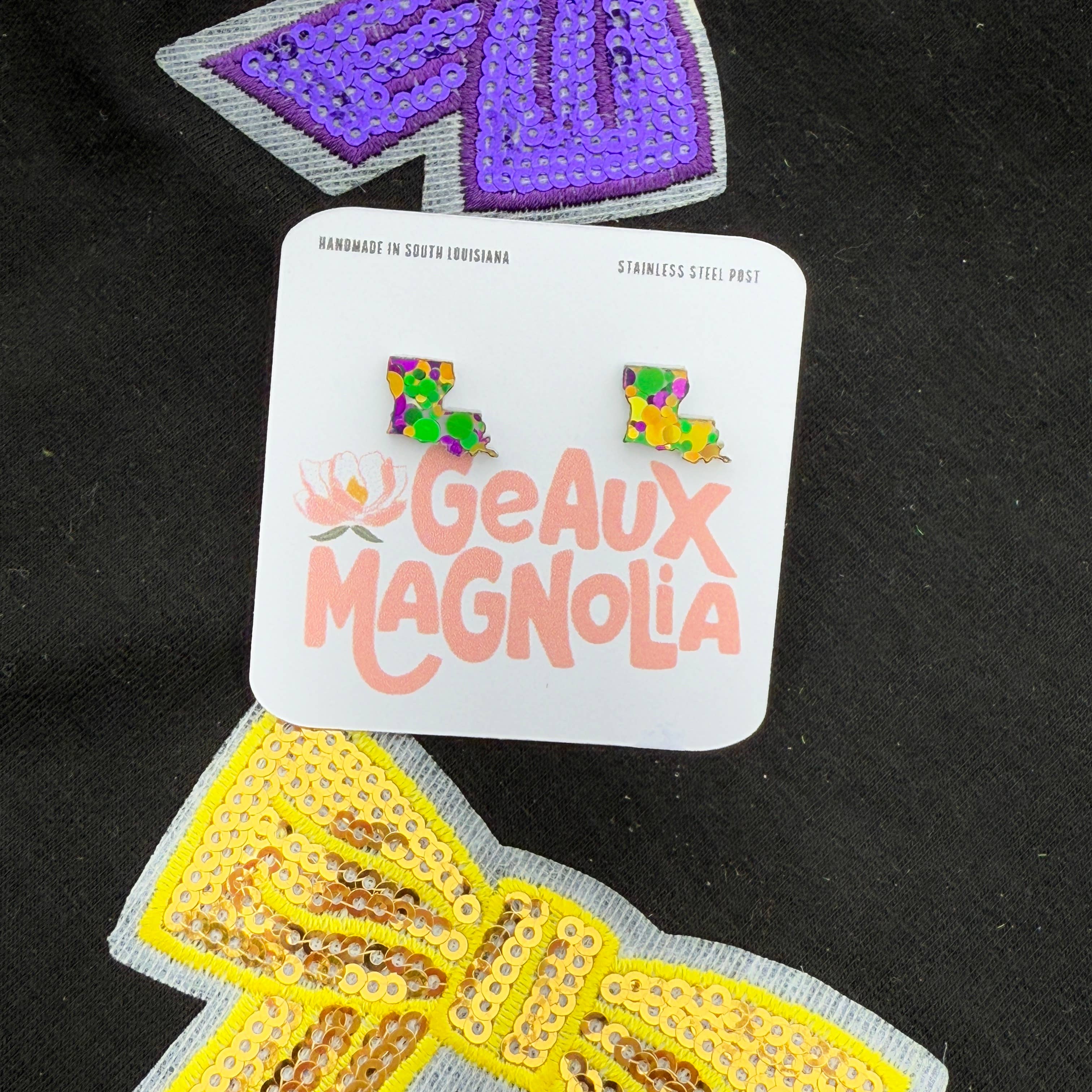 Mardi Gras Louisiana Stud Earrings