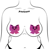 Bow: Hot Pink Glitter Bows Nipple Pasties by Pastease®