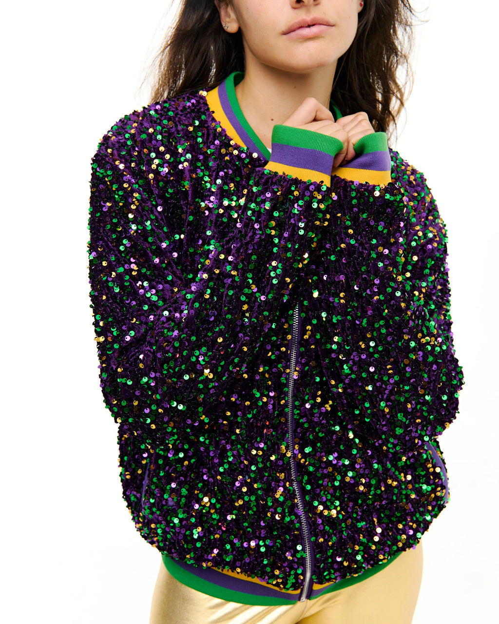 Mardi Gras confetti sequin jacket-Adult LG SIZE