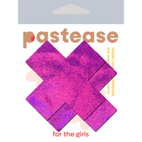 Plus X: Pink Holographic Cross Nipple Pasties by Pastease®