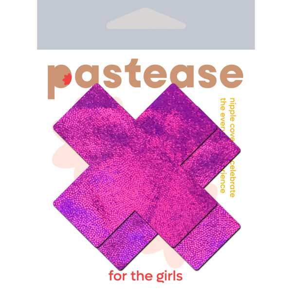 Plus X: Pink Holographic Cross Nipple Pasties by Pastease®