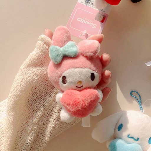 Sanrio Characters with LOVE Hearts Key Ring, Bag Charm 8cm