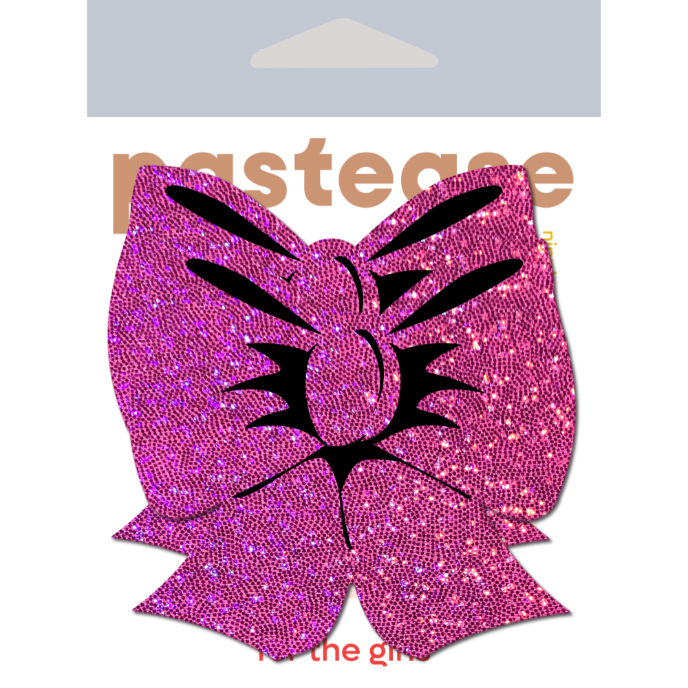 Bow: Hot Pink Glitter Bows Nipple Pasties by Pastease®