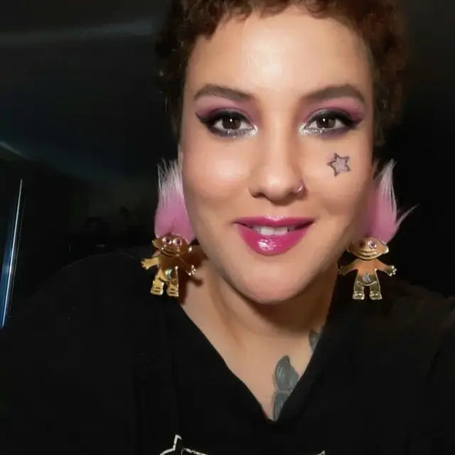 Furry Treasure Troll, Pink, White Or Blue, Acrylic Laser Cut Earrings, Plastic Jewelry