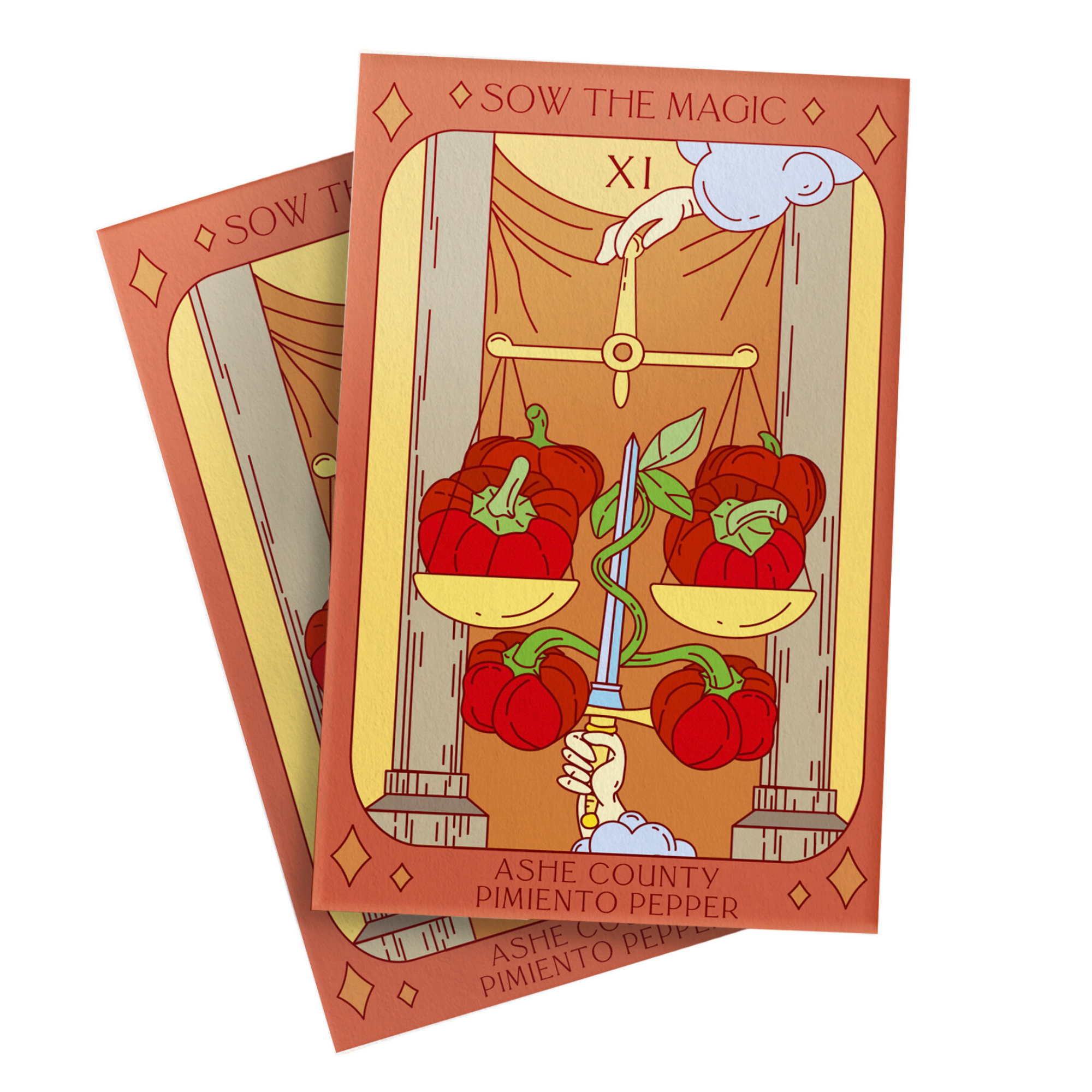 Ashe County Pimento Sweet Pepper Tarot Seed Packet