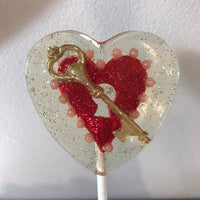 Fondant Red Key To My Heart Lollipops