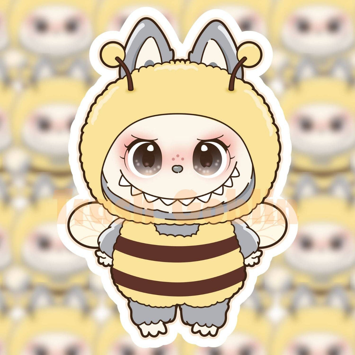 Bumble Bee Labubu Vinyl Sticker