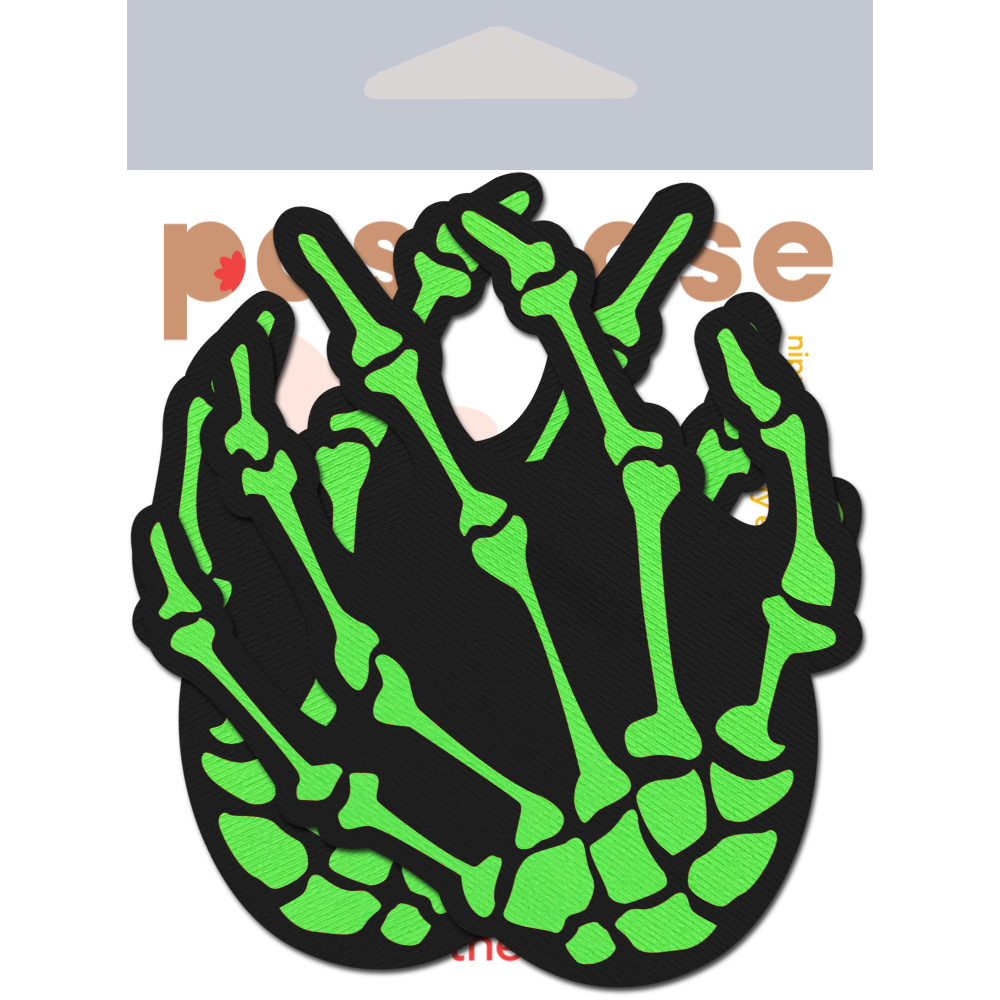 Zombie Neon Green Skeleton Hands Nipple Pasties