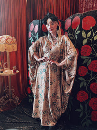 Golden Rose Slinky V-Neck Kaftan Gown