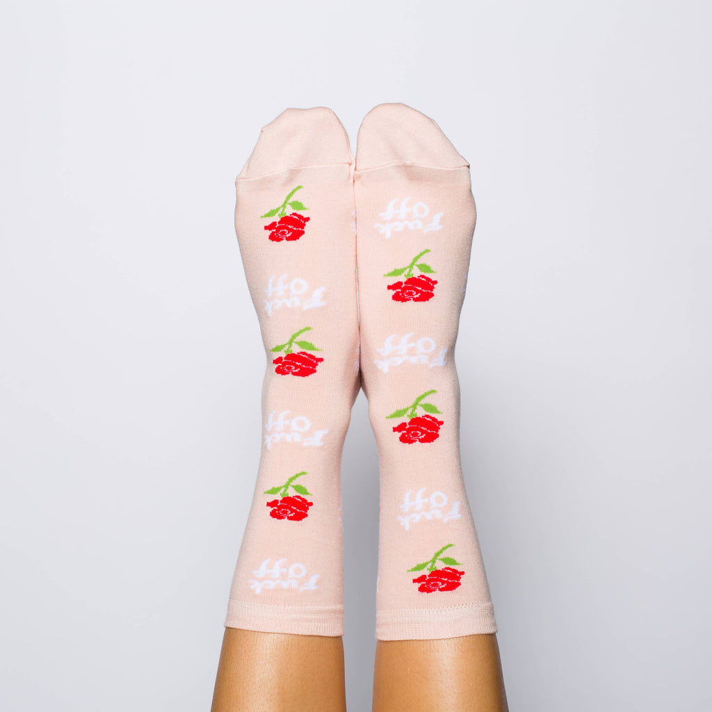 Women's - Fuck Off Rose Crew Socks