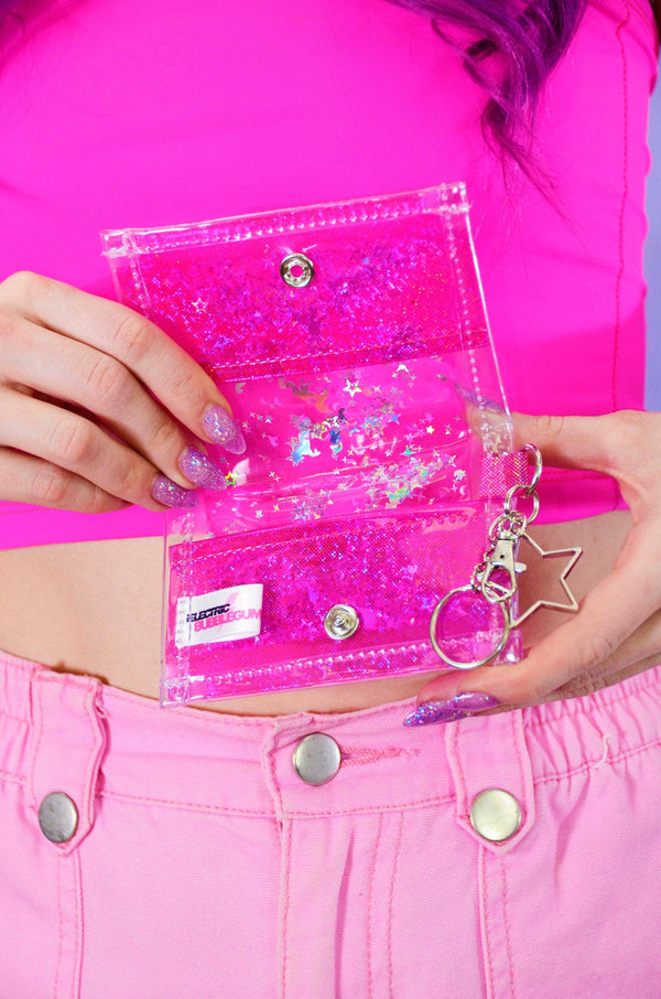 Liquid Glitter Tiny Wallet - Pink Unicorn