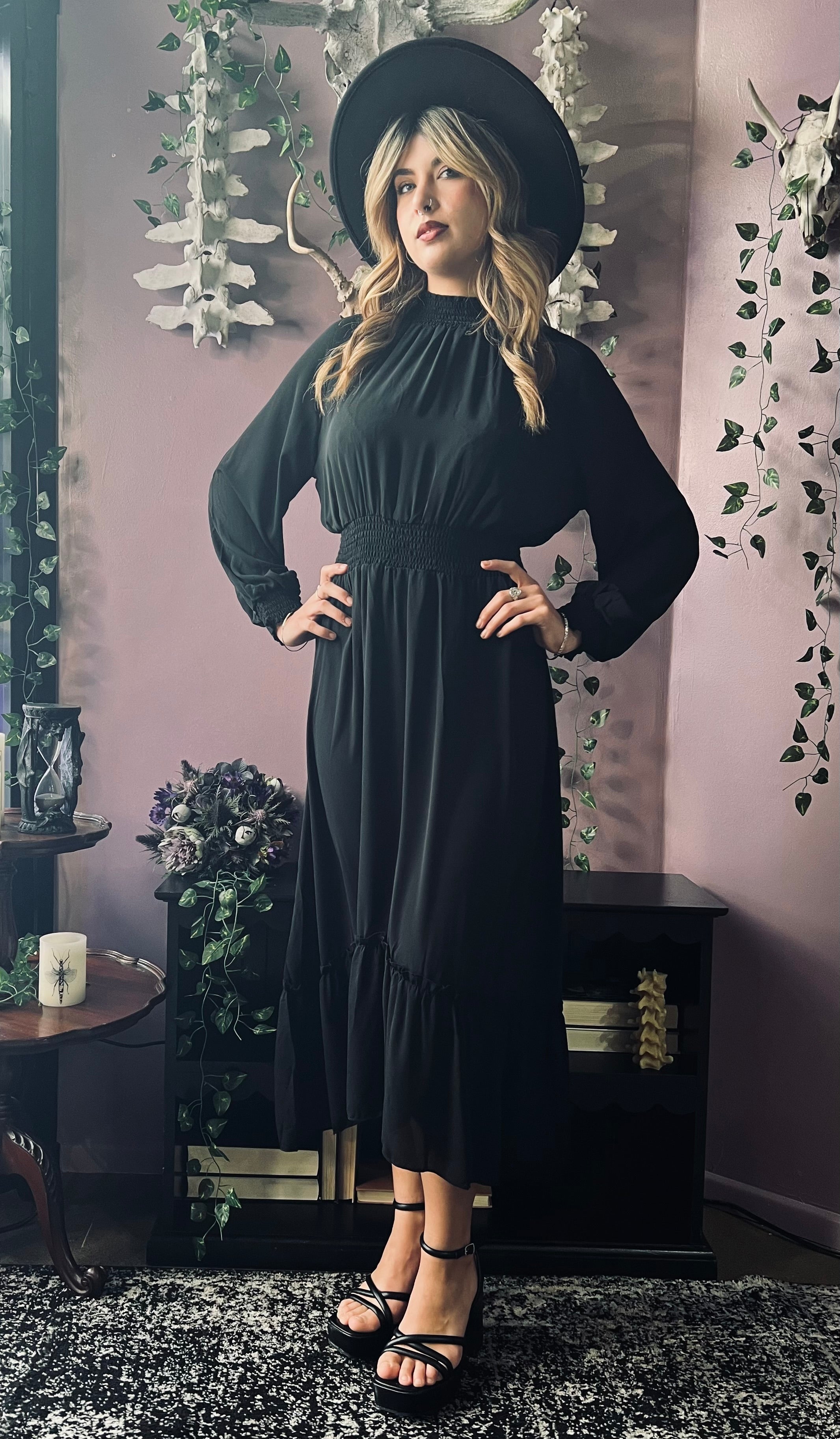 Dorothea - Classic Boho Shirred Witch Dress - READY-TO-Ship