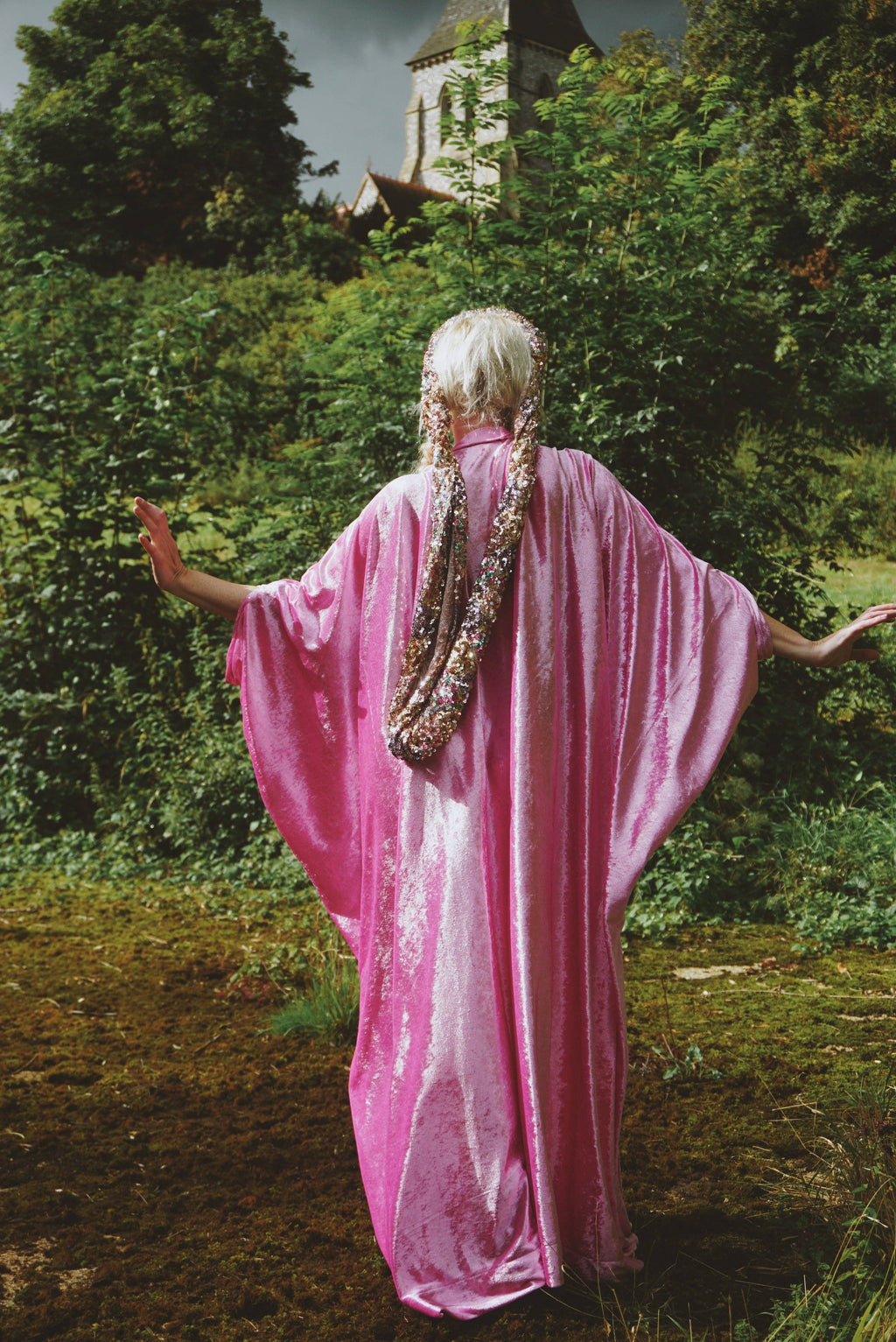 Effortless Velvet Ballerina Pink kaftan Gown