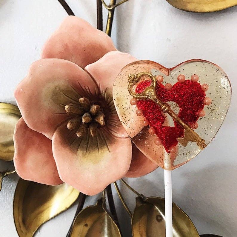 Fondant Red Key To My Heart Lollipops