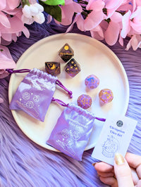 Divination Dice Set, Numerology, Moon, Tarot, Pink Purple