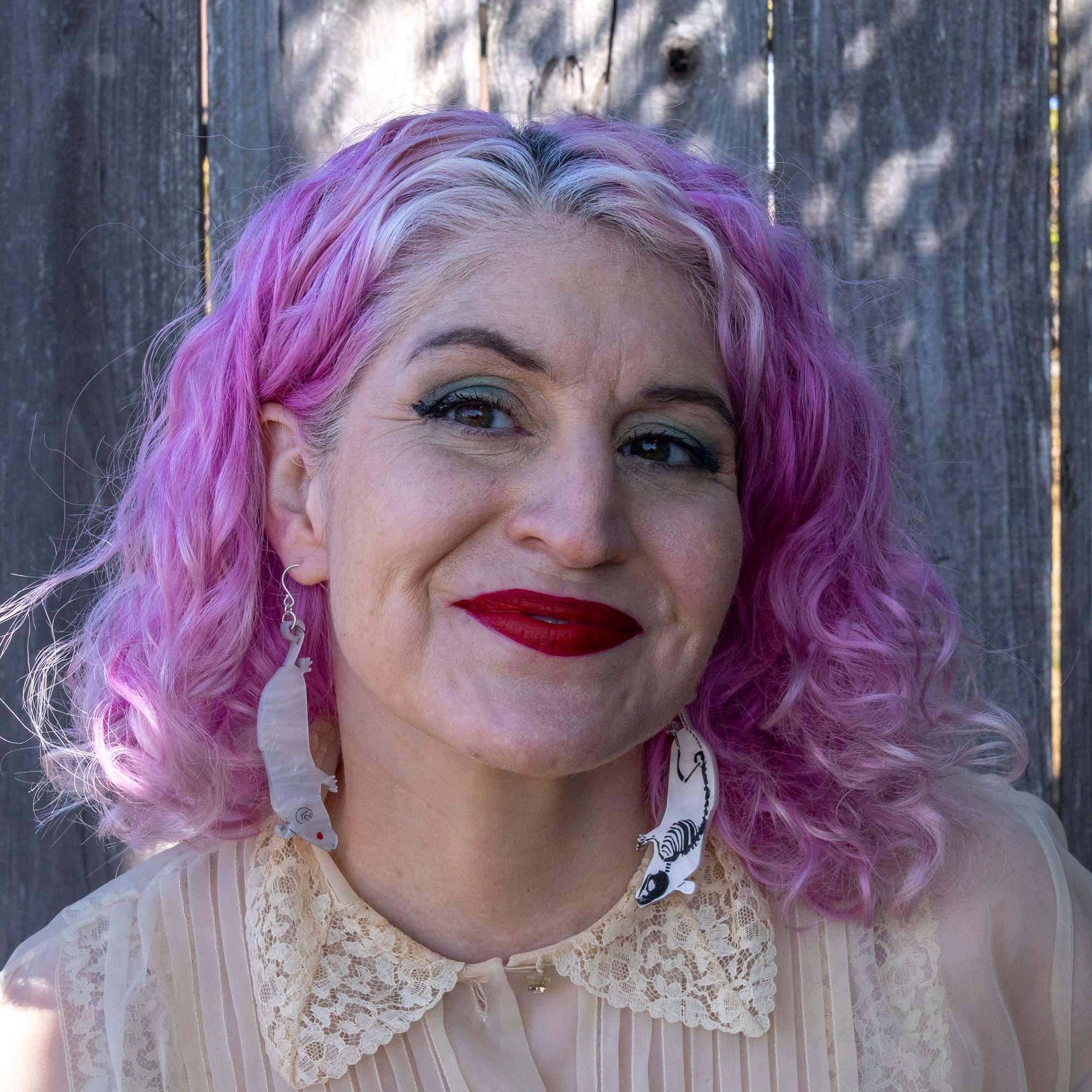 White Skeleton Mouse Earrings