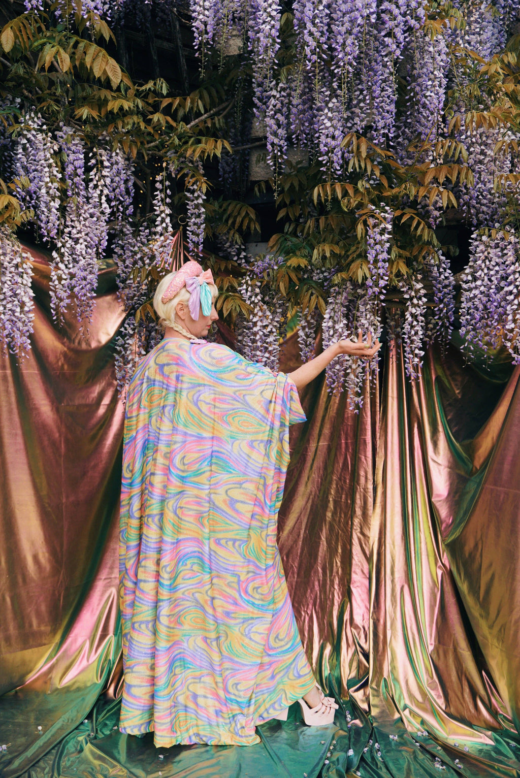 Psychedelic Dream Print V-Neck Kaftan Gown