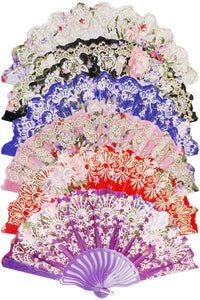 Rose Floral Gold Glitter Shimmer Hand-Held Folding Fan