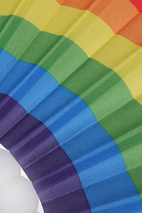 Rainbow Pride White Frame Hand-Held Folding Fan