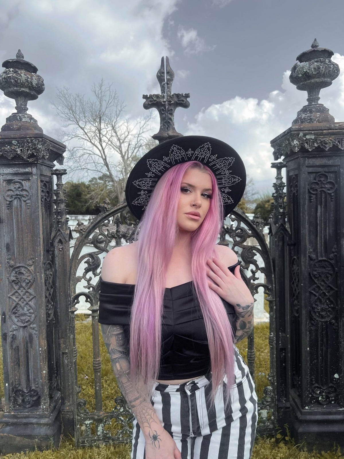 Vegan Felt Wide Brim Hat - XL Brim - "Wrought Iron Crown" - WITCHWOOD X WITCHVOID