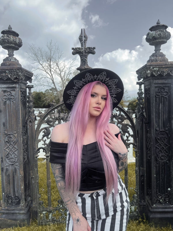 Vegan Felt Wide Brim Hat - XL Brim - "Wrought Iron Crown" - WITCHWOOD X WITCHVOID