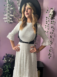 Mina - Ivory Floral Lace Bride of the Vampire Maxi Dress  - READY TO SHIP