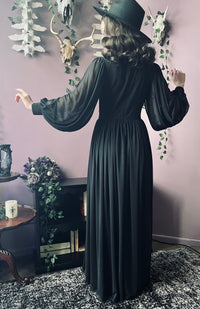Minerva - Hauntingly Dramatic Mesh Maxi Dress with Built In Shorts  - READY TO SHIP