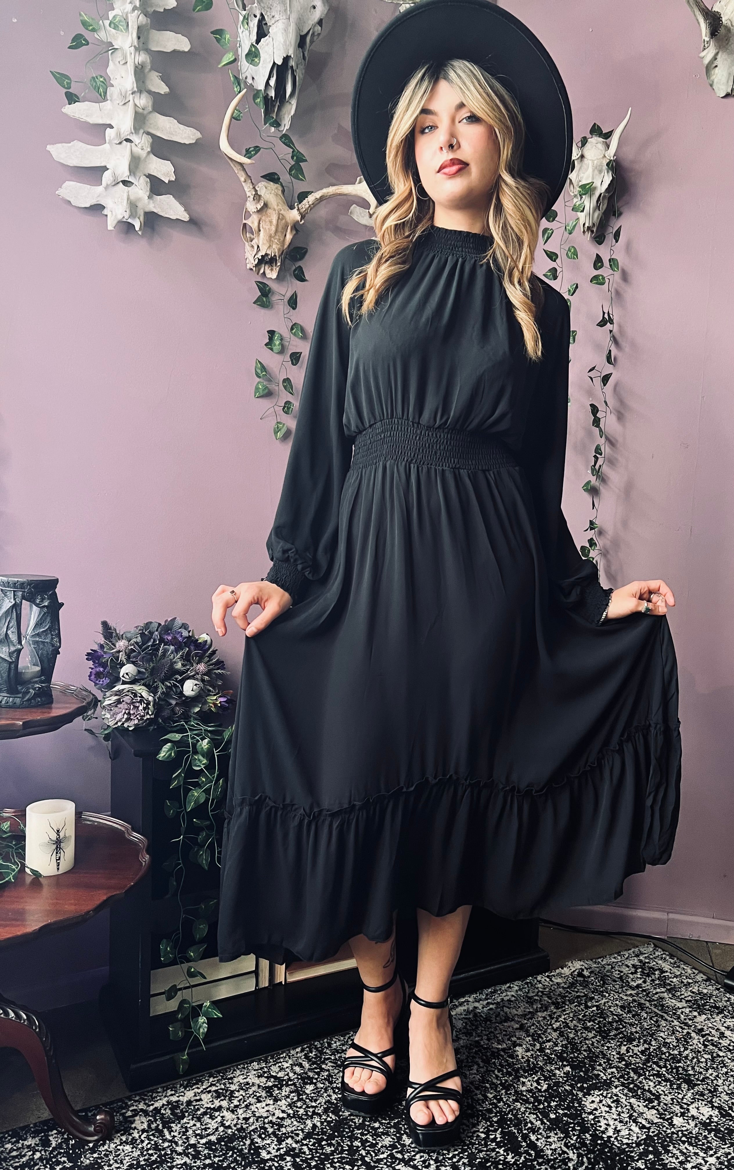Dorothea - Classic Boho Shirred Witch Dress - READY-TO-Ship