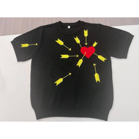 Carefree Black Sweater with Heart and Arrows Illustration [Available in S-L]