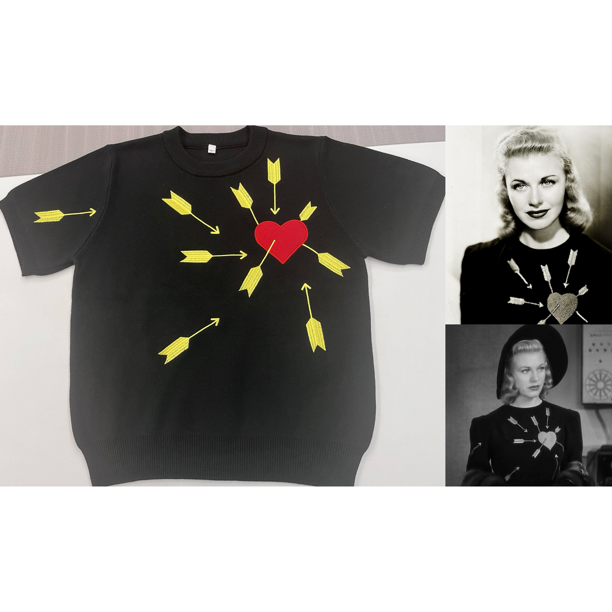 Carefree Black Sweater with Heart and Arrows Illustration [Available in S-L]