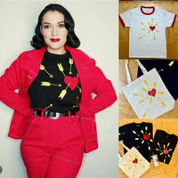 Carefree Black Sweater with Heart and Arrows Illustration [Available in S-L]