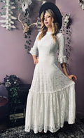 Mina - Ivory Floral Lace Bride of the Vampire Maxi Dress  - READY TO SHIP