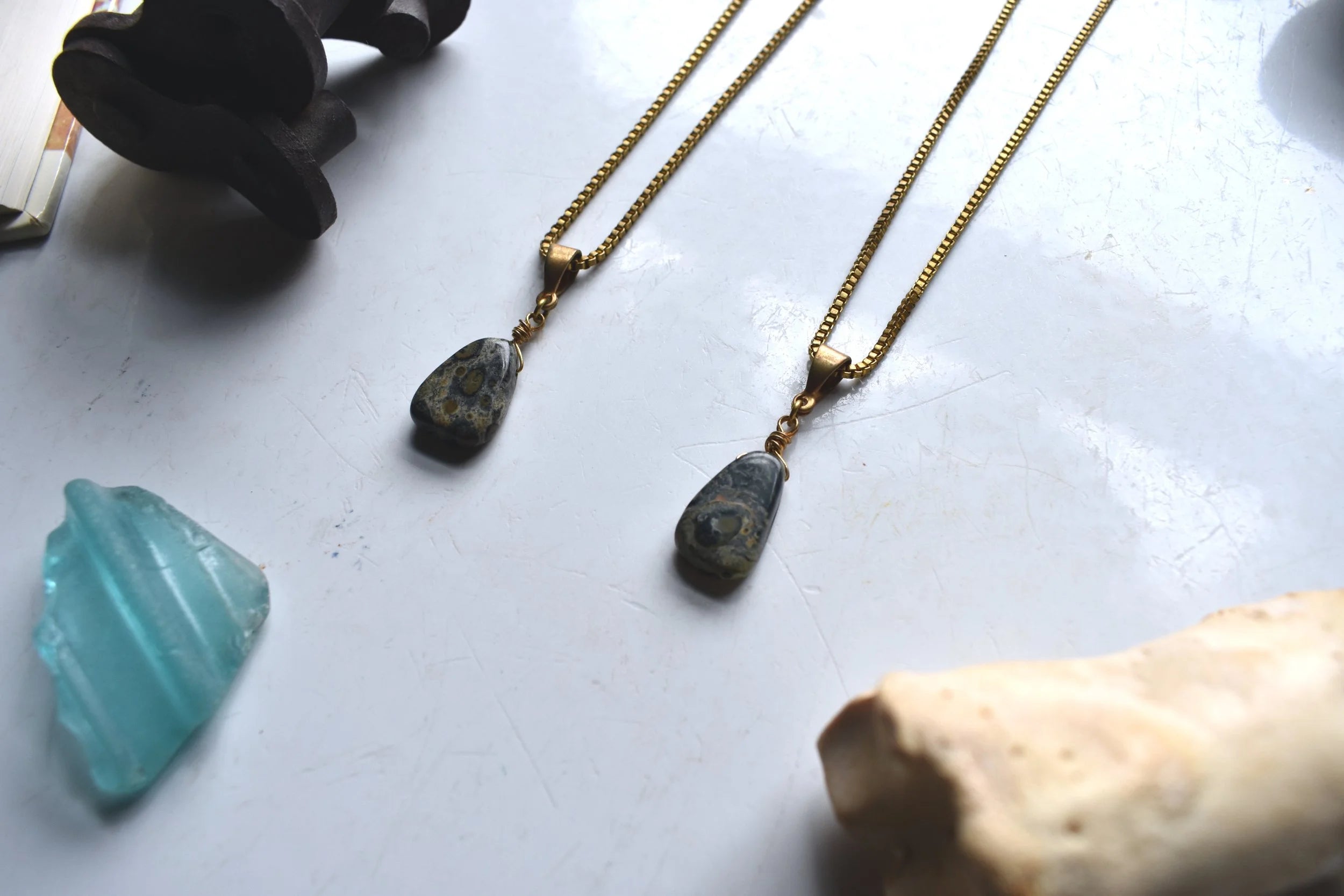 Kambaba Jasper Pendant | Brass