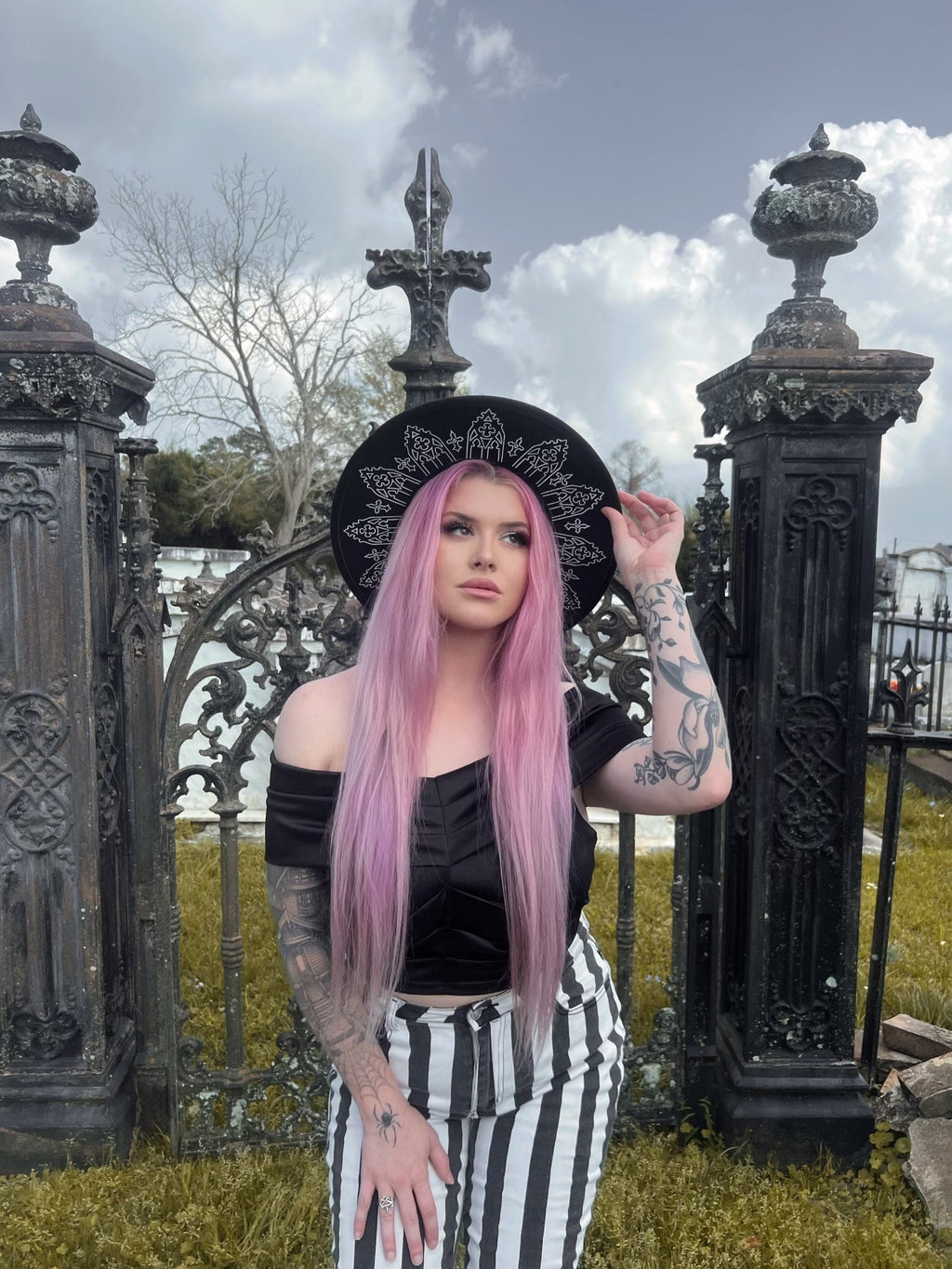 Vegan Felt Wide Brim Hat - XL Brim - "Wrought Iron Crown" - WITCHWOOD X WITCHVOID