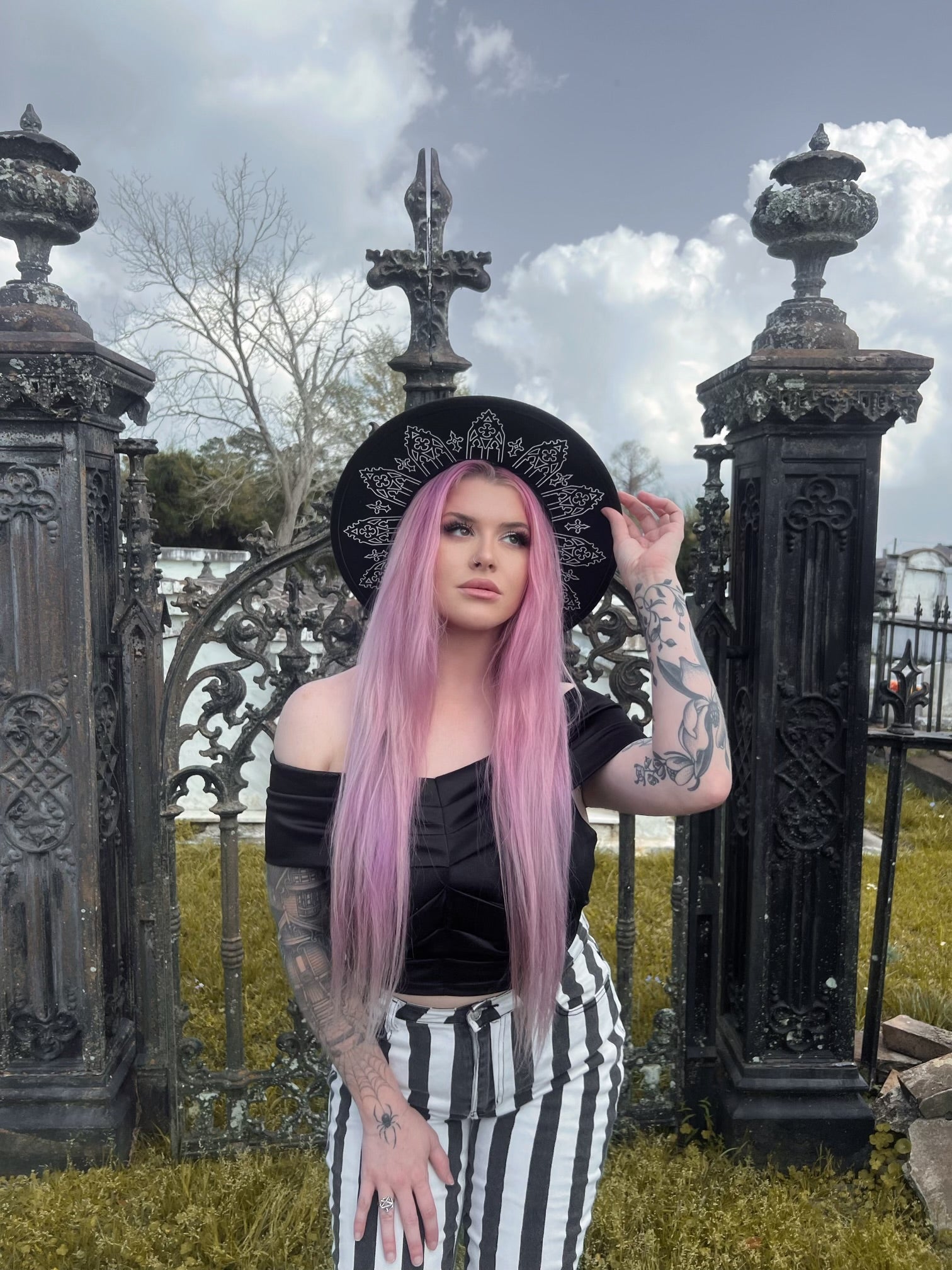 Vegan Felt Wide Brim Hat - XL Brim - "Wrought Iron Crown" - WITCHWOOD X WITCHVOID