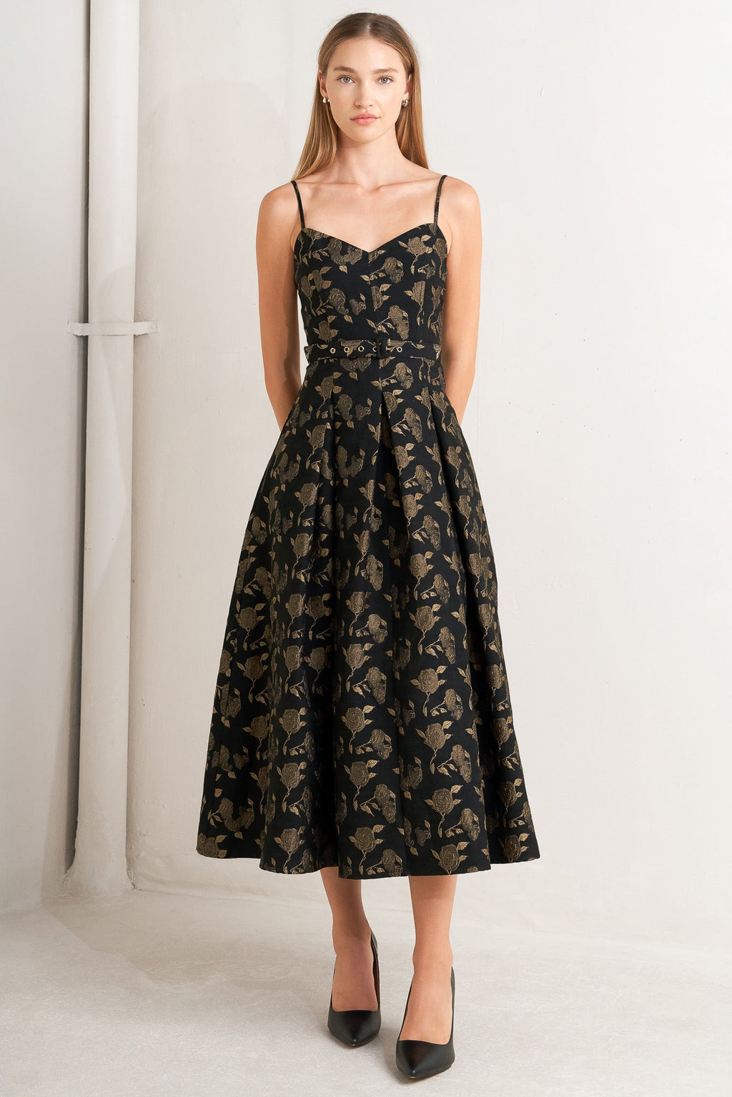GARDEN OPERA WOVEN MIDI DRESS
