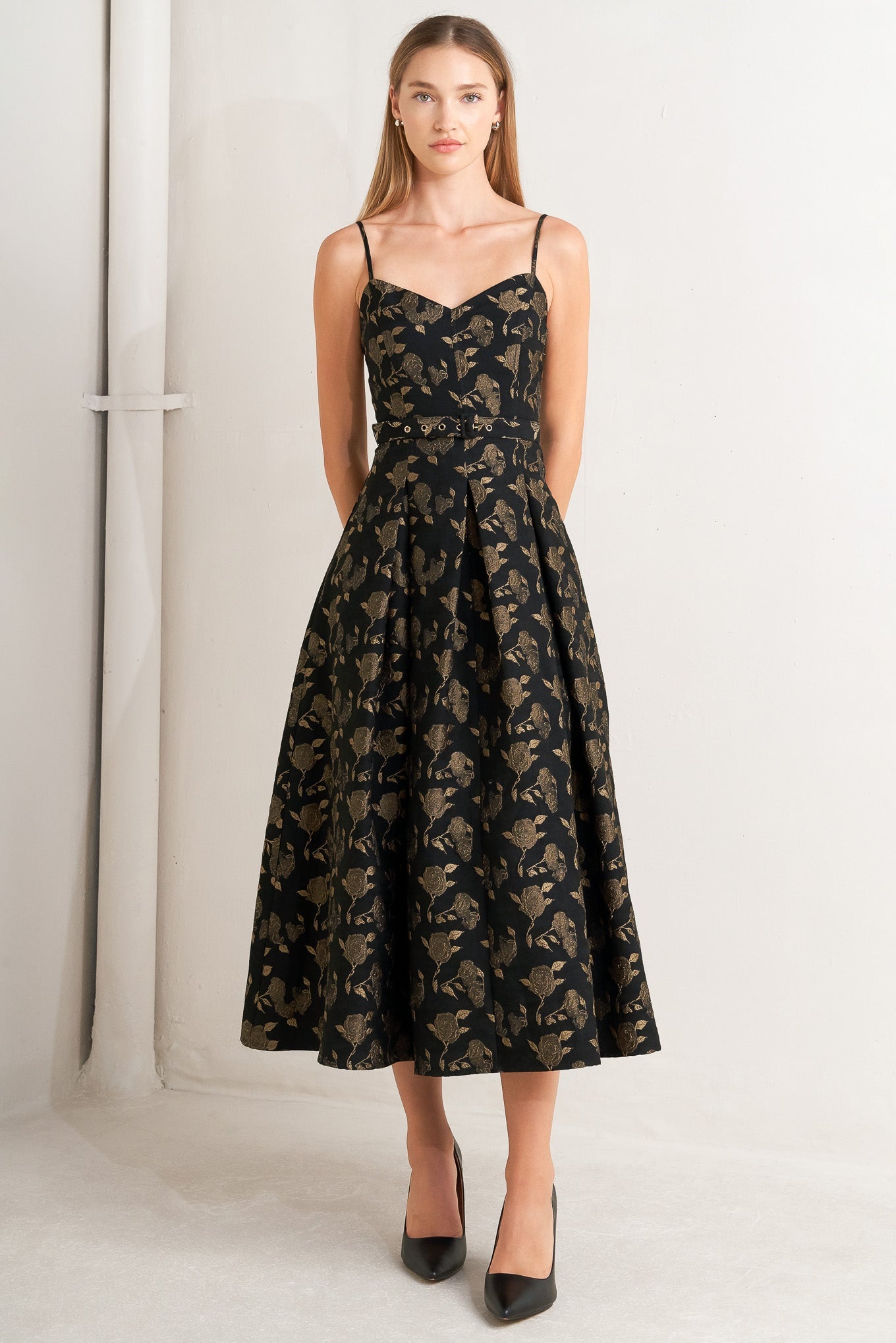GARDEN OPERA WOVEN MIDI DRESS