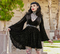 Nyx - Bell Sleeved Velvet Damask Dress with Harness - READY TO SHIP!