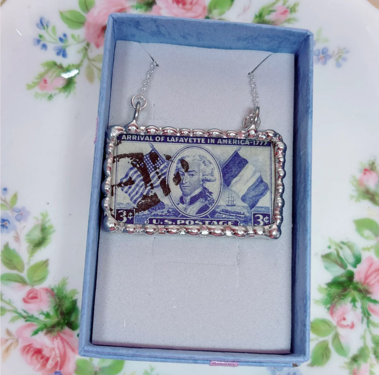 Vintage Stamp Arrival of Lafayette in America