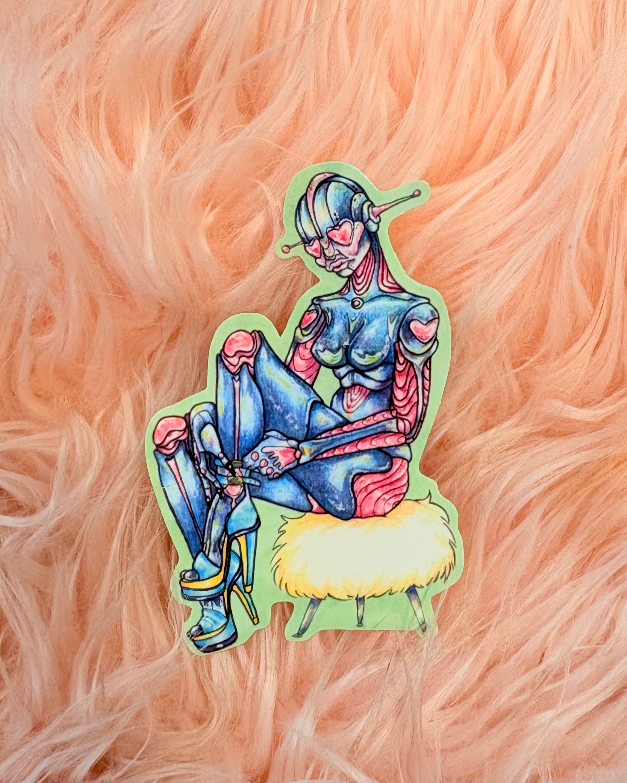"Artificial Love" Robot Pin-up Sticker