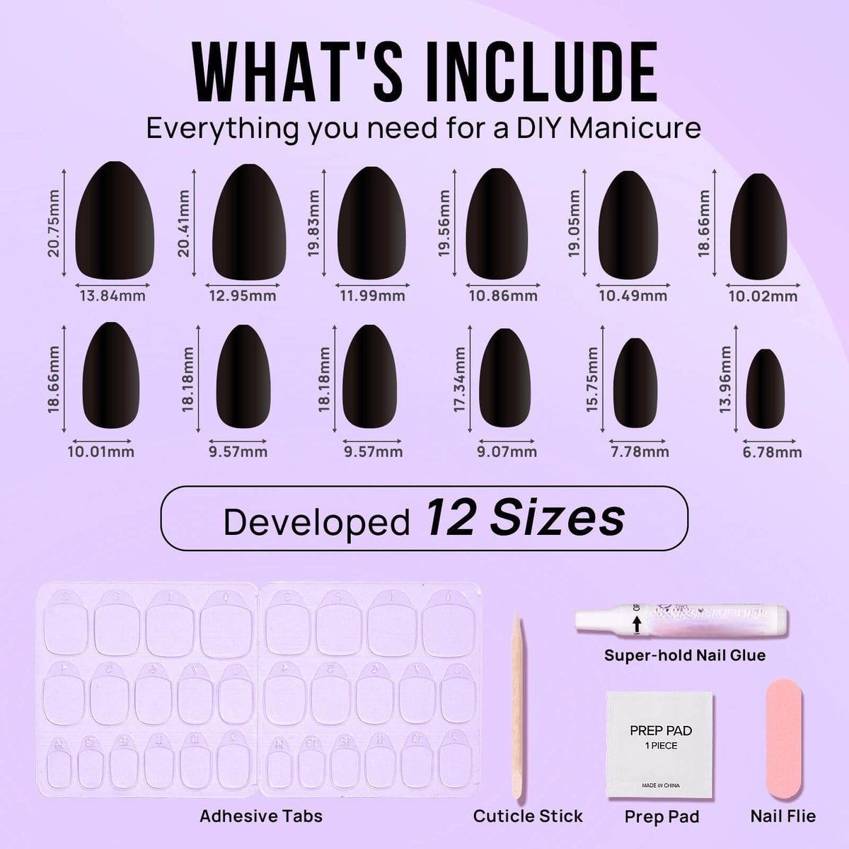 Black Almond Nails - Press on Nails | Long Lasting & Reusable