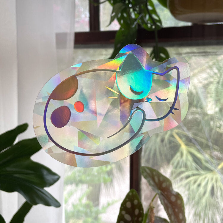 Holographic Cat Sun Catcher Sticker