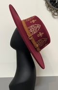 Vegan Felt Wide Brim Hat - Flat Top - Wine Red - Arches