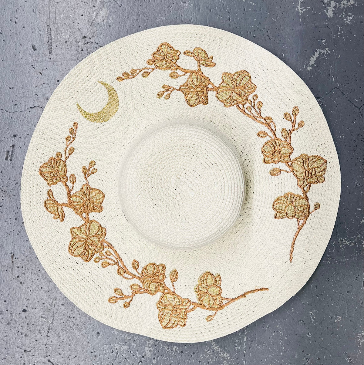 Floppy Sun Hat - XL Brim - Golden Orchids