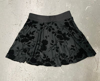 The Morbid Mini Skort - Gothic Floral - Velvet Flocked Skirt with Built In Shorts - Ready to Ship